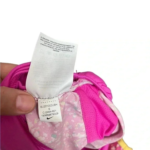 Nike Dri Fit Tempo Athletic Running Shorts Pink Floral Yellow Trim Womens Size S - Picture 6 of 9